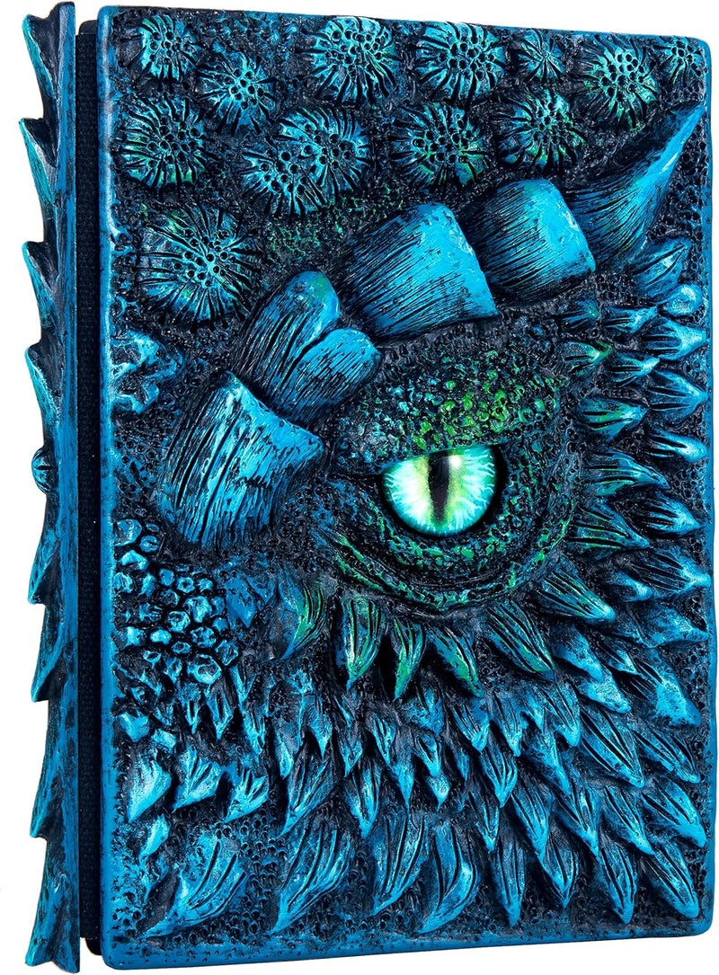 LZlightactor 3D Dragon Eye Embossed Journal,Resin Engraving Notebook,Dnd notebook for Dragon Lovers ，Blank Paper,Hardcover Travel Notepad for Writing,Sketchbook,Collection,Gift,Decoration A4 and A5 Size (A5-Blue) - Image 1
